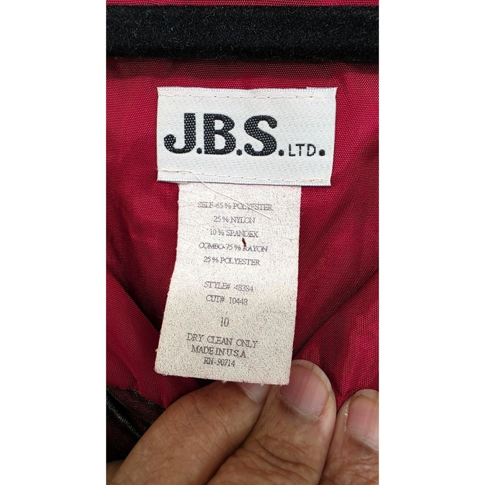 Vintage J.B.S. Ltd. Red Crushed Velvet Long-Sleeve Tunic Floral Buttons Size 10 - Picture 6 of 8